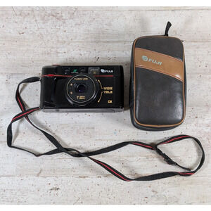 Vtg Fuji TW-300 38/65mm Film Camera w Case Pre-Winding Point Shoot PARTS/REPAIR